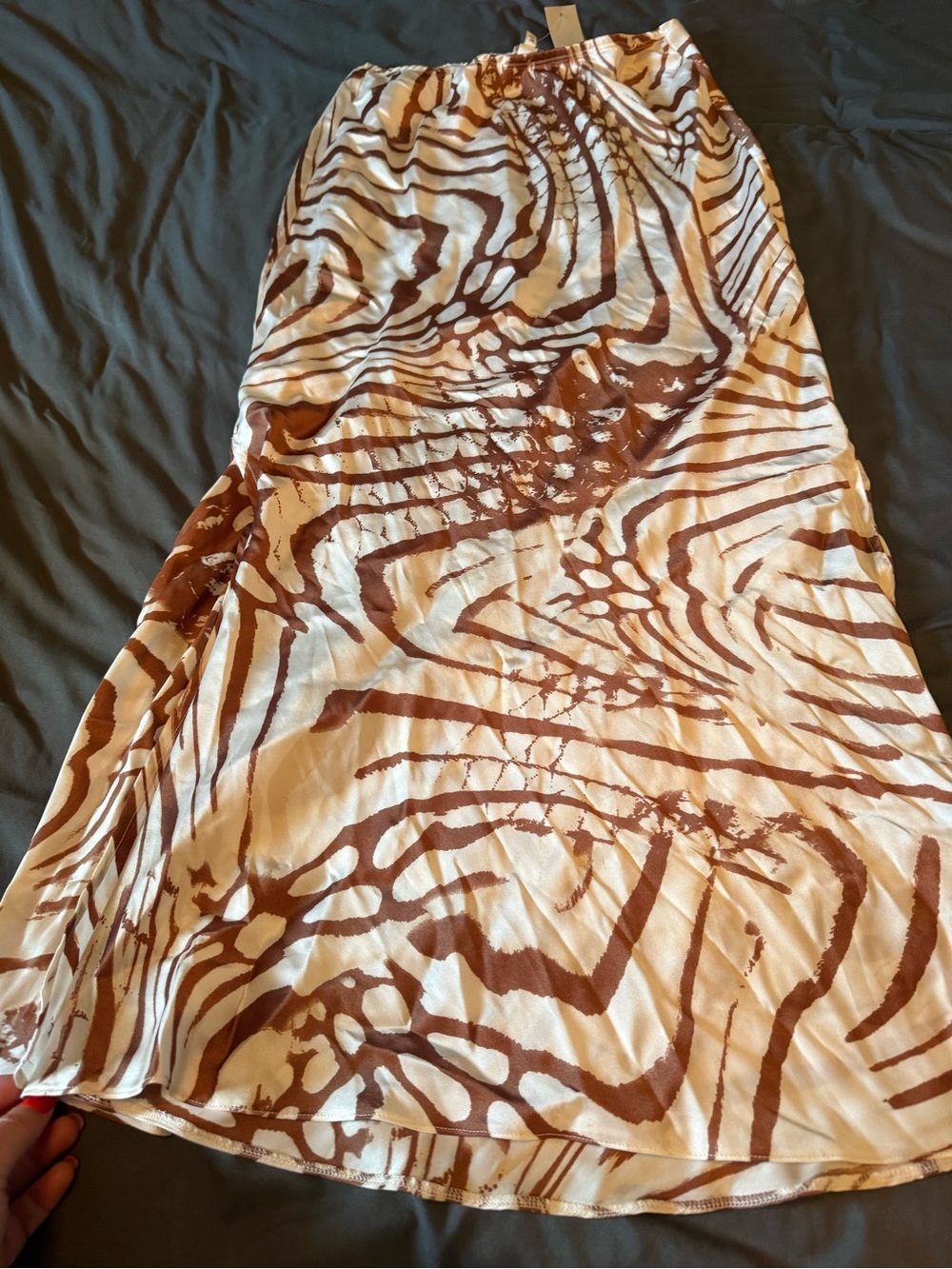 River Island Brown and Cream Zebra Print Midi Skirt
